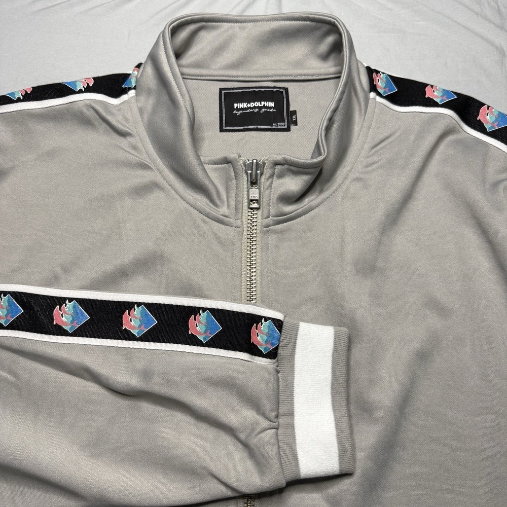 Pink Dolphin Men's Track Jacket Size XXL Gray‎ Full Zip Athleisure NWT